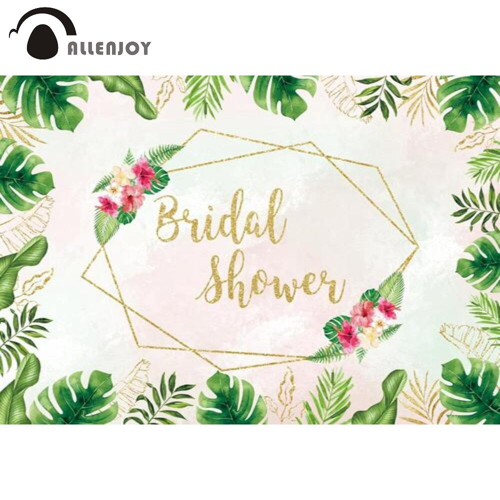 Bridal Shower Party Background Wedding Gold Leaves Flowers Bachelorette Banner Celebration Photography Props Backdrop 