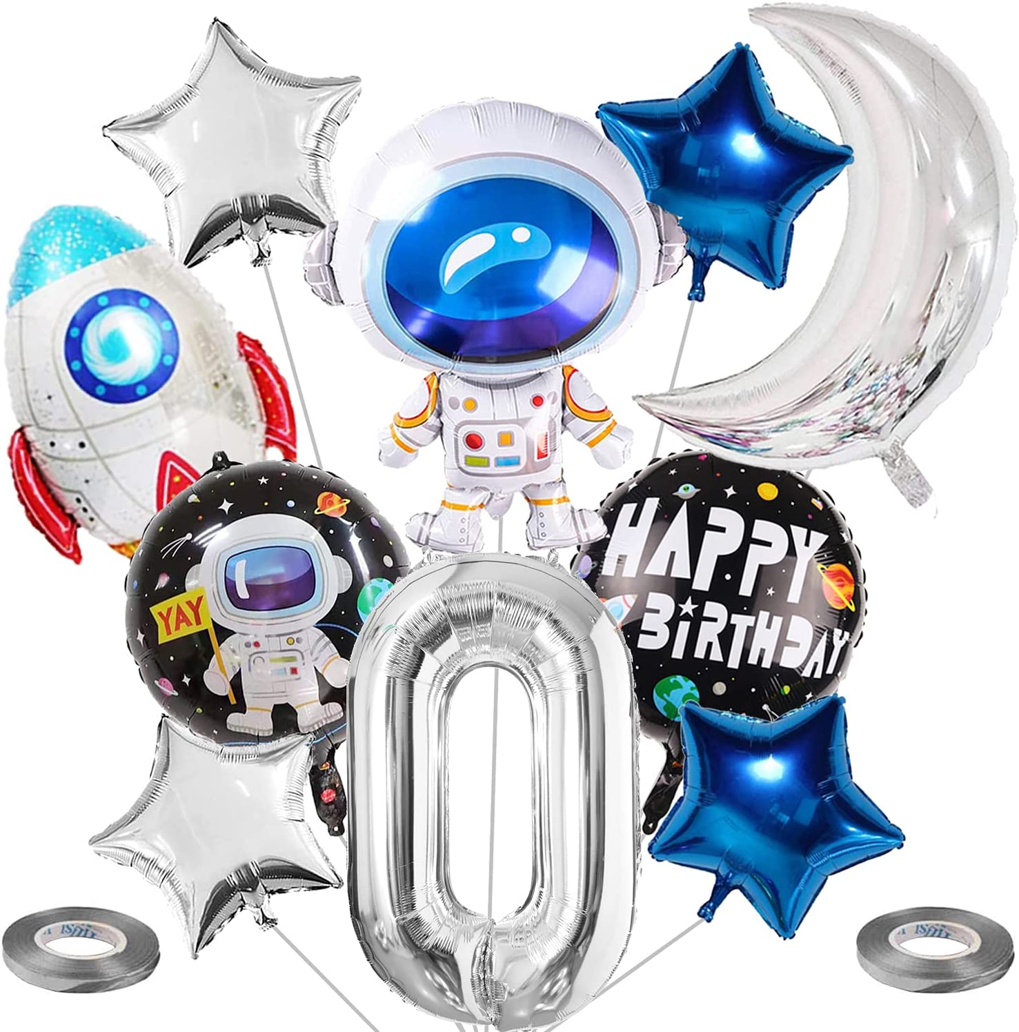 Outer Space Balloon Garland Kit Party Decorations Rocket Balloons Star Number Themed Birthday Supplies Inflatable