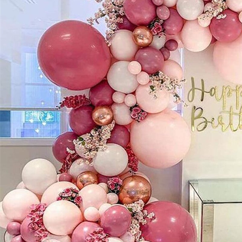 pcs Rose Red Pink Balloon Garland Arch Kit Gold Metal Wedding Decoration Baby Shower Birthday Party Decor Globos Inflatable Decorations