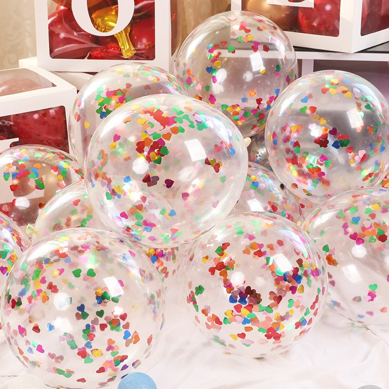 pcs Transparent Gold Star Round Confetti Latex Balloons Baby Shower Birthday Party Valentine's Day Wedding Decoration Globos 