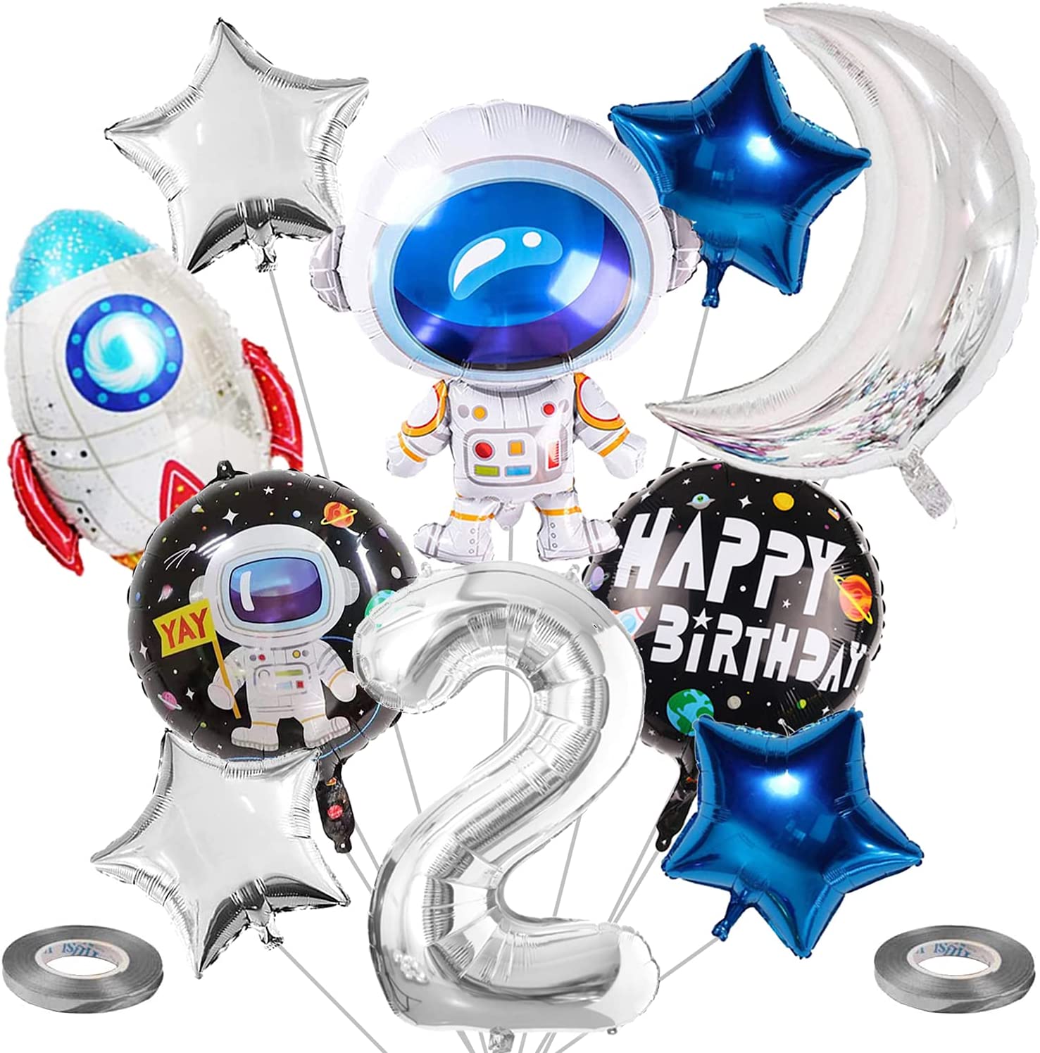 Outer Space Balloon Garland Kit Party Decorations Rocket Balloons Star Number Themed Birthday Supplies Inflatable