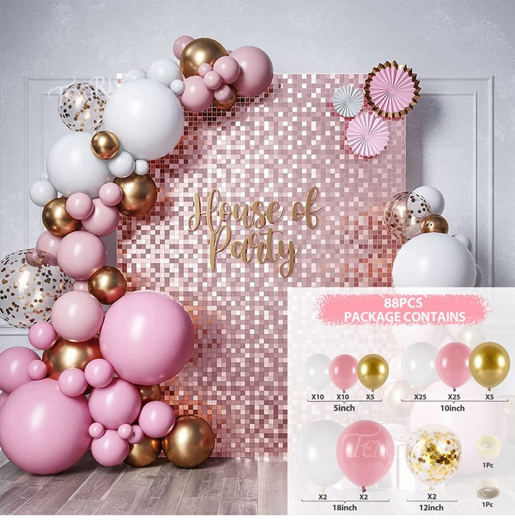 Macaron Pink Balloon Garland Arch Kit Wedding Birthday Party Decoration Kids Globos Gold Confetti Latex Ballon Baby Shower Girl Inflatable Decorations