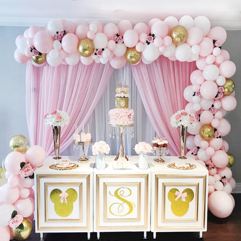 Pcs Balloons Arch Set Pink White Confetti Balloon Garland Wedding Baby Baptism Shower Birthday Party Decoration Inflatable Decorations