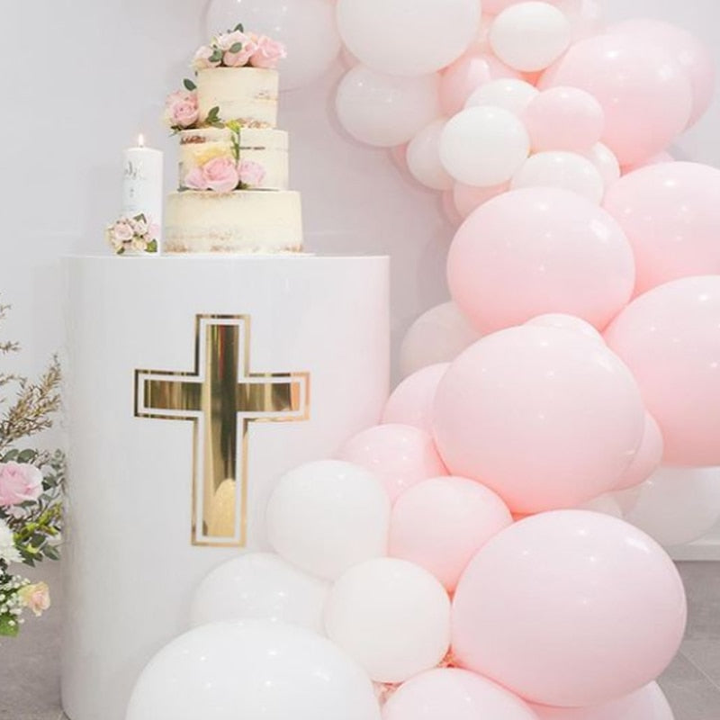 Latex Balloons Arch Set Pink White Balloon Garland Birthday Party Decoration Baby Baptism Shower Wedding Anniversary Inflatable Decorations