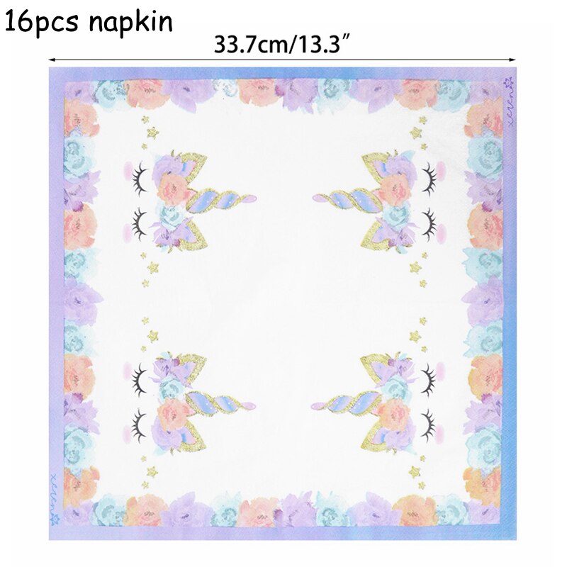 Unicorn Birthday Decoration Disposable Tableware Set Paper Plates Cups Napkins Kids Party Baby Shower Supplies 