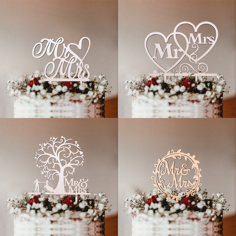 Pc Hollow Wooden Letter Love Just Married Mr&Mrs Cake Topper Bride Groom Wedding Engagement Gifts Decor Inflatable Party Decorations