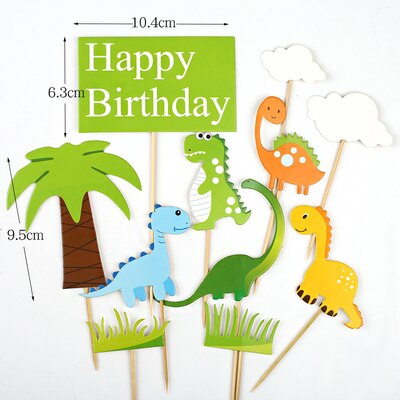 Dinosaur Cake Topper Jungle Safari Cake Decor Happy Birthday Party Decor Kids Toy Gifts Dinosaur Birthday Boy Favors Dino PartyDecorHQ