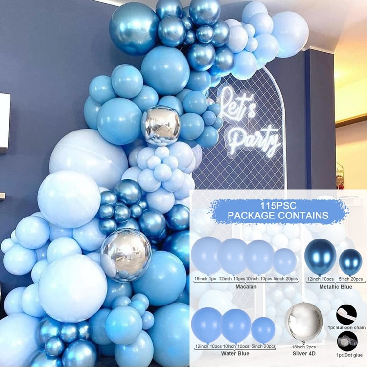 Blue Birthday Balloon Garland Baby Shower Globos Party Decor Kids Foil Balloons Balon st One Year 