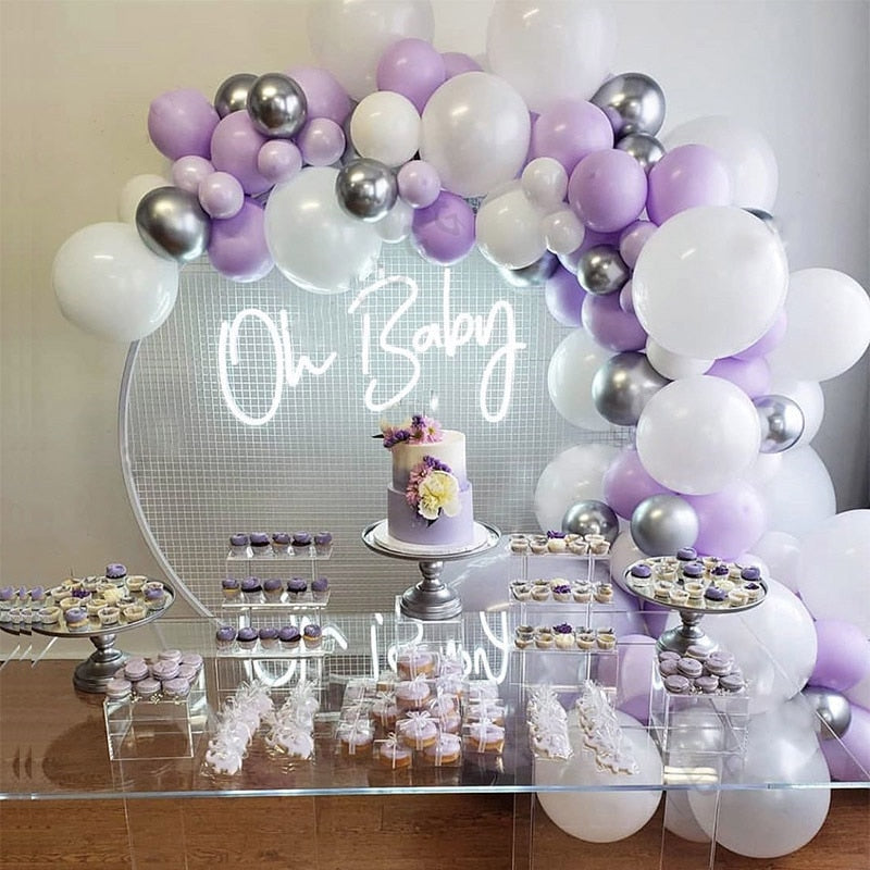 100Pcs Pastel Balloon Garland Arch Kit Purple Balloons Birthday Wedding Bridal Baby Shower Anniversary Party Decoration Supplies PartyDecorHQ