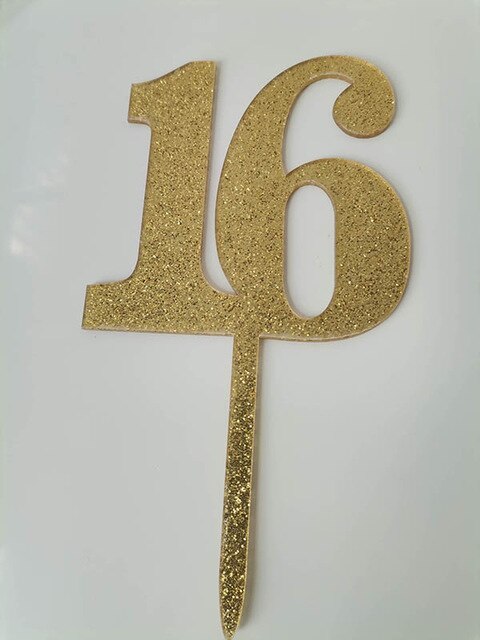 Gold Number Happy Birthday Cake Topper Cupcake Wedding Party Decoration 