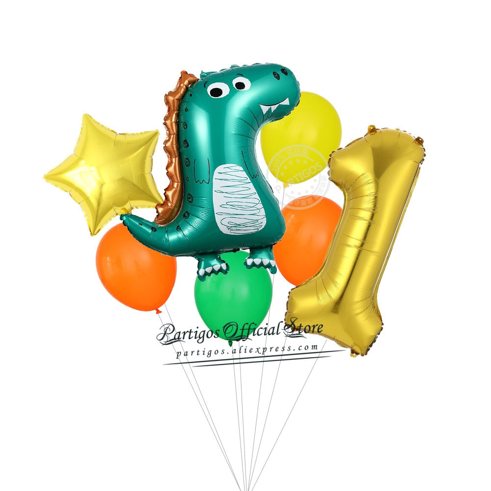 set Dinosaur Foil Balloons inch foil Number Globos Party Jungle Jurassic dragon boys Birthday Decors 