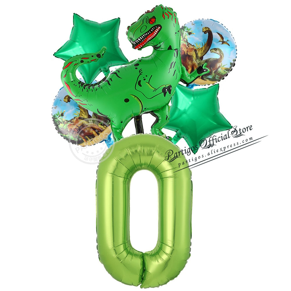 set Dinosaur Foil Balloons inch foil Number Globos Party Jungle Jurassic dragon boys Birthday Decors 