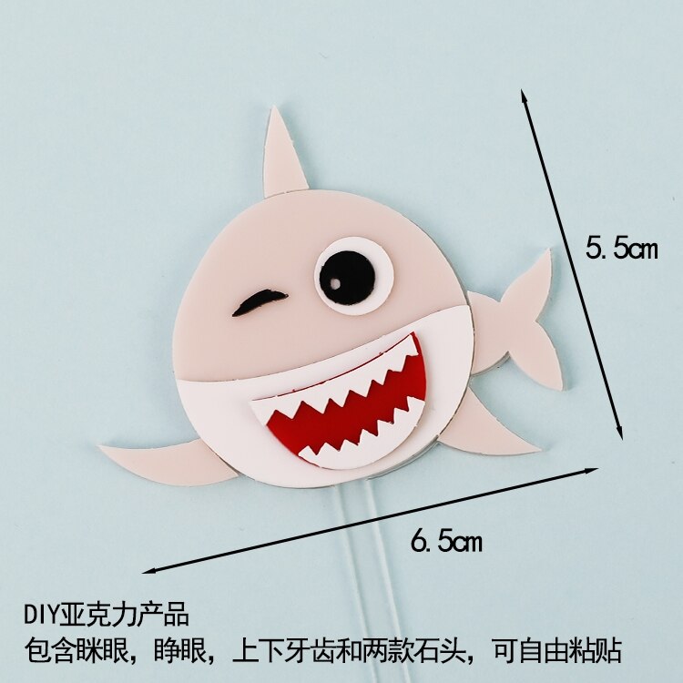 Cake Decoration Marine Animal Series Cute Shark Children's Gift Dessert Table Dress Toppers Happy Birthday 