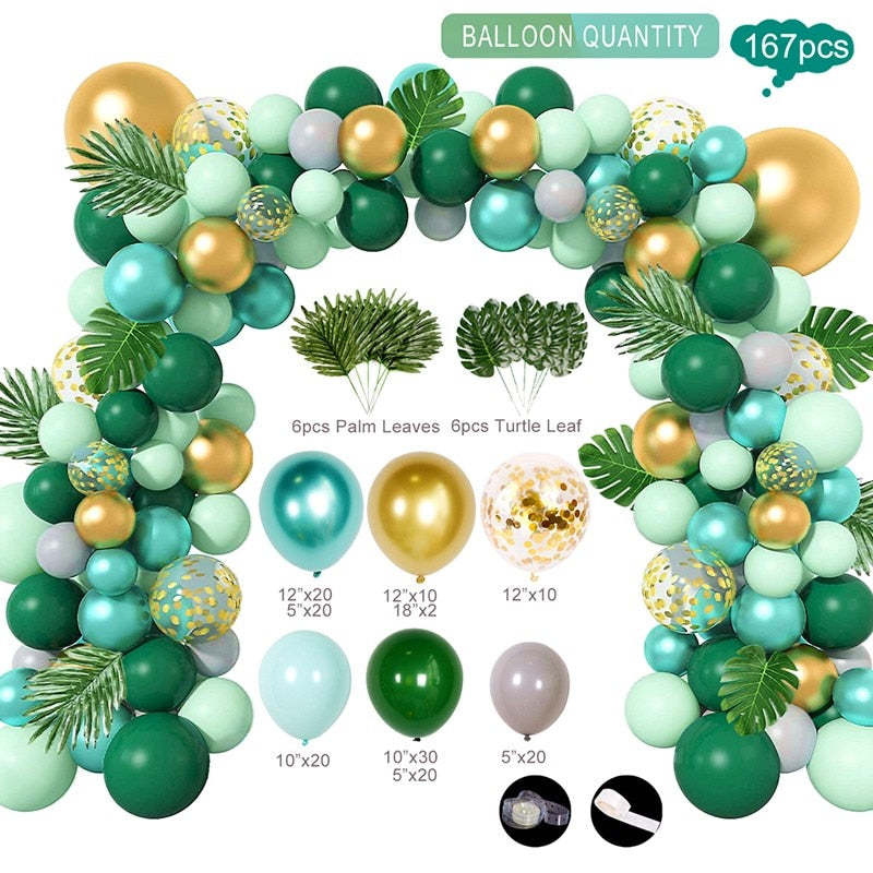 Green Macaron Metal Balloon Garland Arch Kit Wedding Birthday Party Decorations Confetti Latex Balloons Kids Baby Shower Inflatable