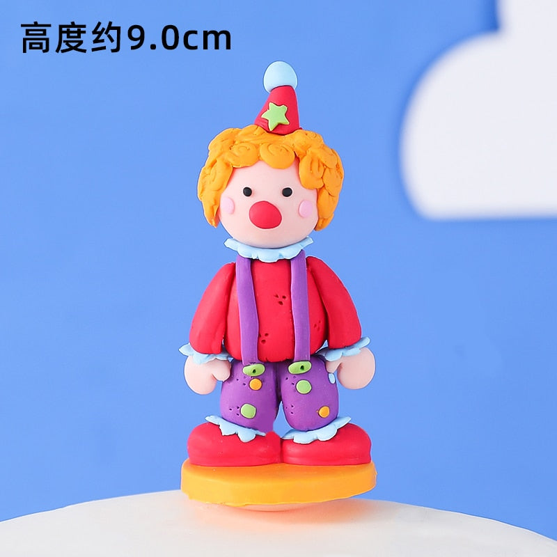 Clown Lion Elephant Ball Circus Cake Topper Birthday Decoration Wedding Supplies Baby Shower Baking Dessert Kid Love Gifts 