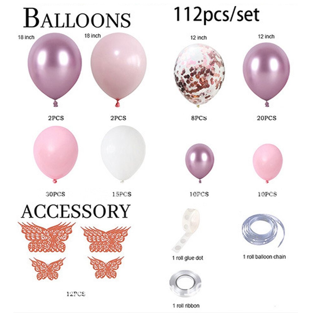 pcs Confetti Balloon Garland Arch Kit Girl Women Birthday Party Decoration Butterfly Accessory Wedding Supplies Inflatable Decorations