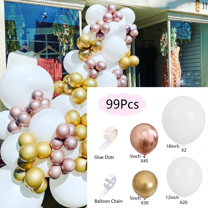 Balloons Arch Set White Gold Balloon Garland Baby Baptism Shower Wedding Balloon Arches Kit Birthday Party Balloon Decoration PartyDecorHQ