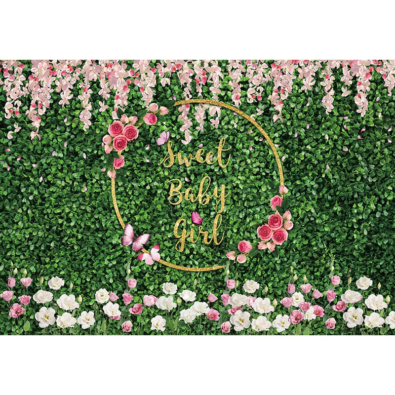 Wedding Backdrop Spring Flower Grass Leaves Nature Baby Shower Newborn Background Party Photocall Photobooth Vinyl 