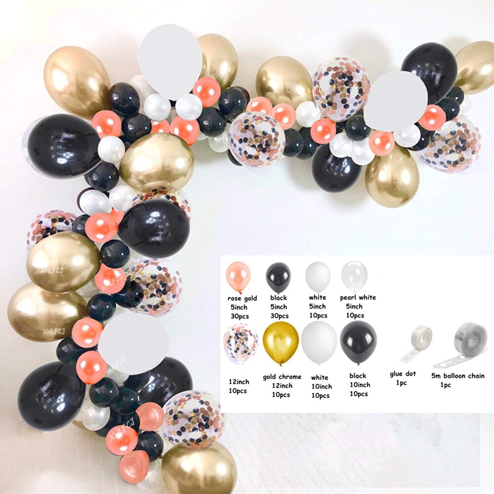 pcs Rose Gold Balloon Arch Garland Kits Black White Confetti Balloons Wedding Birthday Party Decorations Baby Shower Inflatable