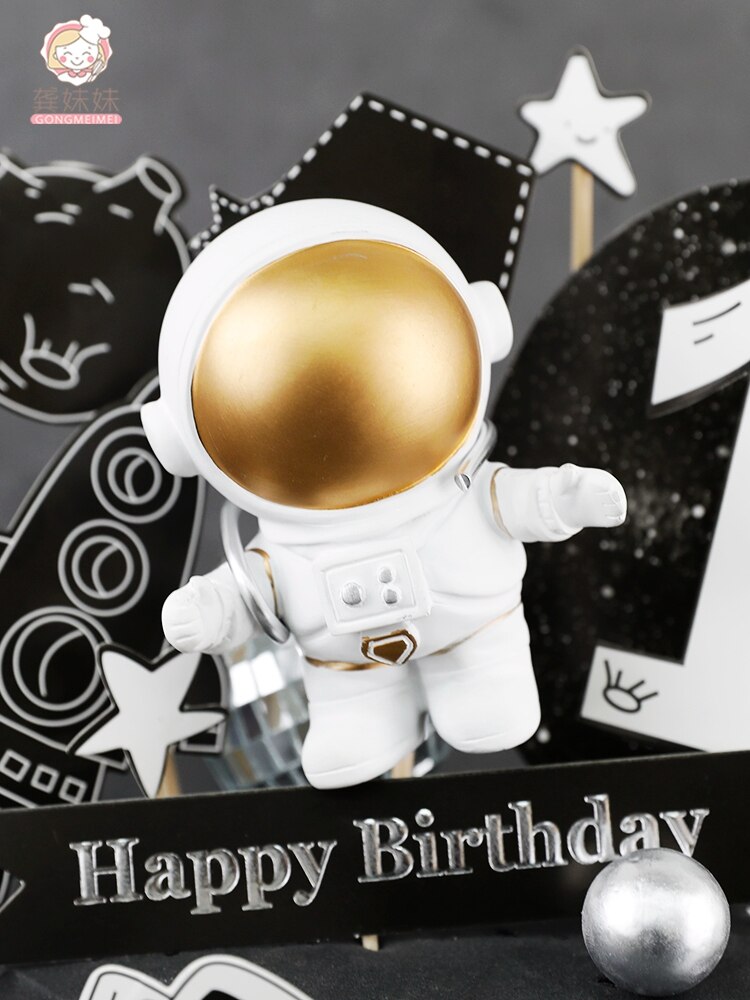 Astronaut Cake Topper Space Universe Planet Series Toppers Outer Birthday Party Dessert Props Festive Decoration 