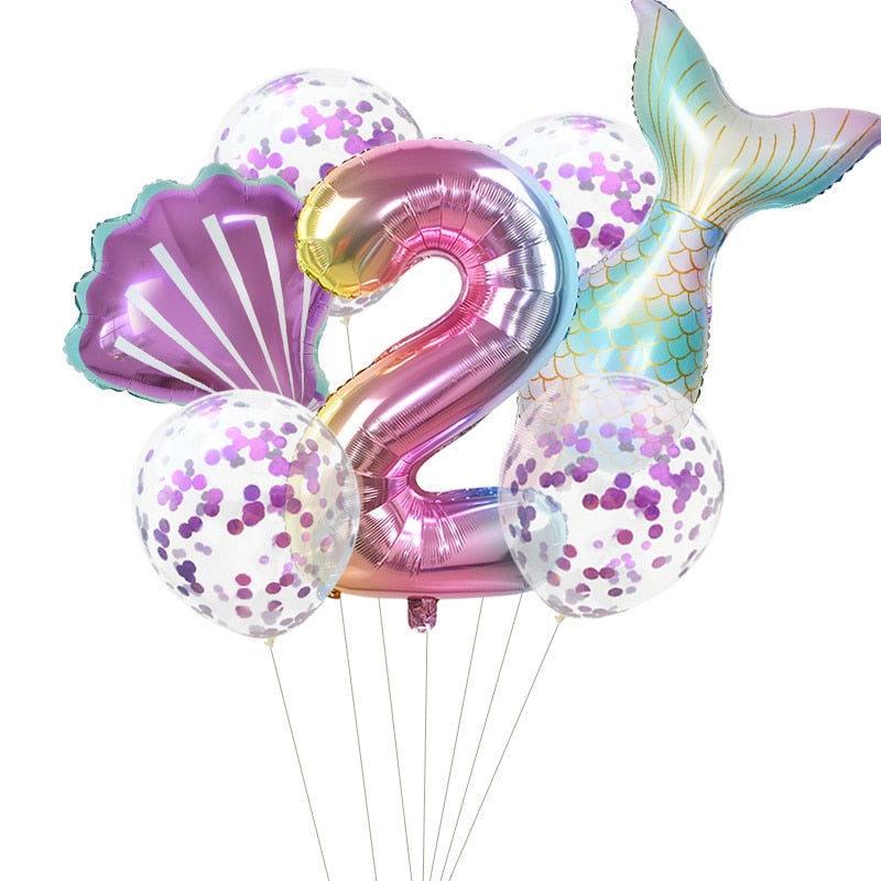 Pcs/Set Mermaid Party Number Foil Balloon Combination Baby Shower Birthday Decorations Helium Balloons 