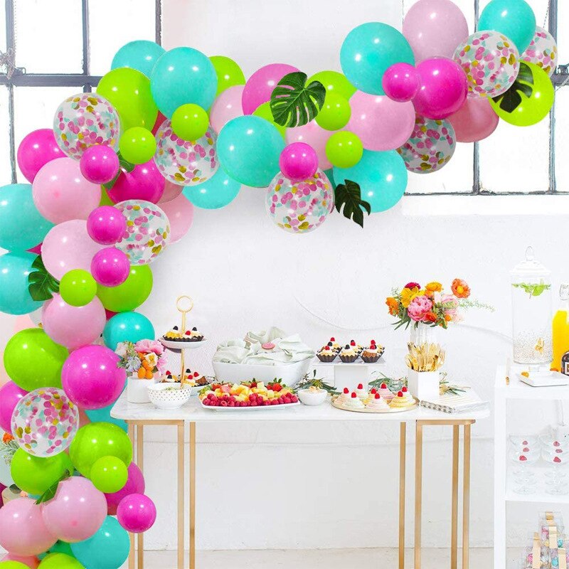 pcs Summer Hawaii Themed Birthday Party Decoration Set Confetti Balloon Garland Arch Kit Artificial Leaves Girl Supplies Inflatable Decorations