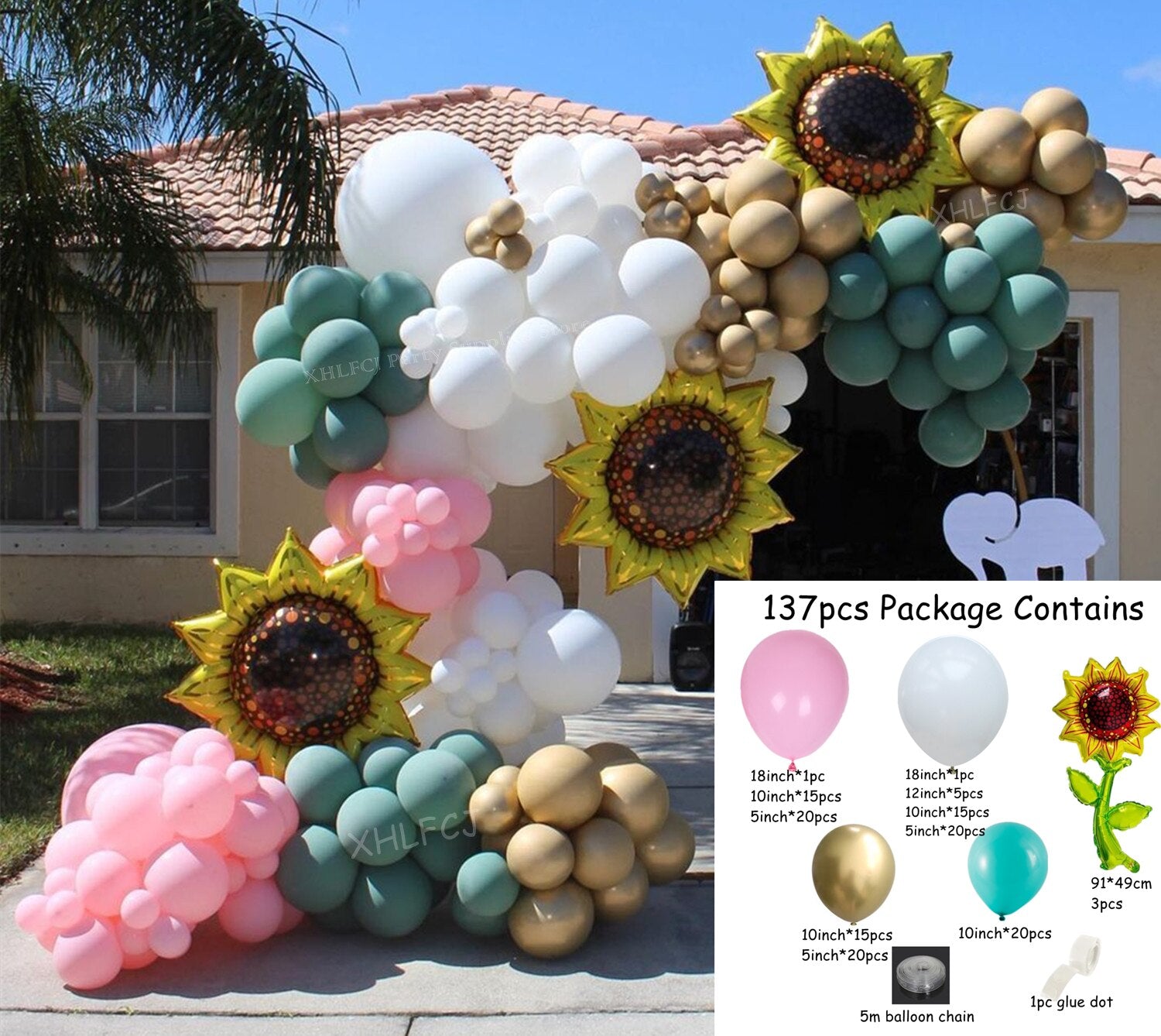 pcs Sunflower Balloon Garland Arch Kit Gold Chrome Mint Balloons Birthday Wedding Summer Party Decorations Kids Ballon Inflatable