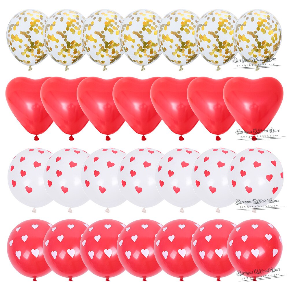 pcs Red Heart Shape Balloons Decorations Kit Wedding Decors Valentines Day Gifts Printed Latex confetti Globos helium 