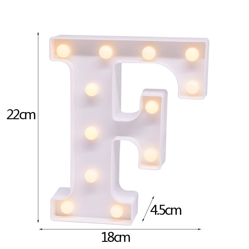 DIY LED Letter Numbers Night Light Wall Hanging Decoration Wedding Birthday Party Alphabet Digit Symbol Sign without Battery 