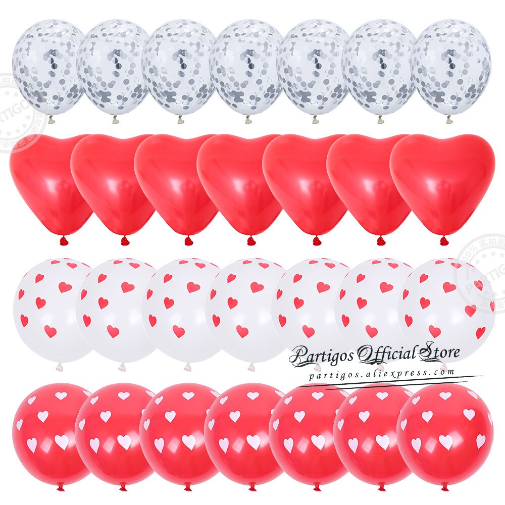 pcs Red Heart Shape Balloons Decorations Kit Wedding Decors Valentines Day Gifts Printed Latex confetti Globos helium 