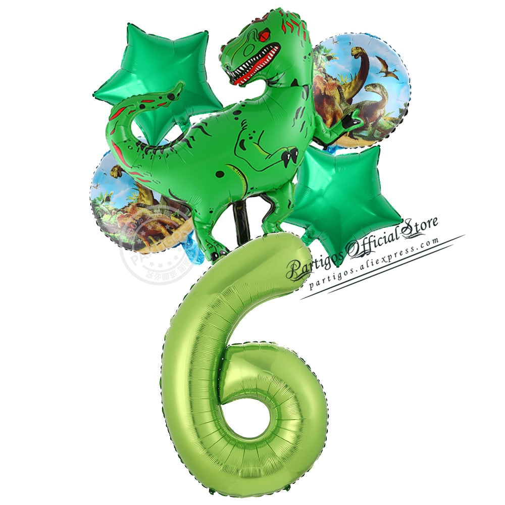 set Dinosaur Foil Balloons inch foil Number Globos Party Jungle Jurassic dragon boys Birthday Decors 