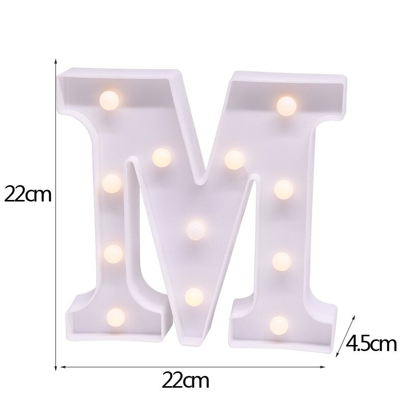 DIY LED Letter Numbers Night Light Wall Hanging Decoration Wedding Birthday Party Alphabet Digit Symbol Sign without Battery 