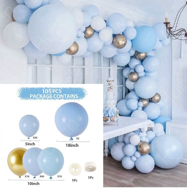 Blue Macaron Balloon Garland Arch Kit Birthday Party Decor Foil Latex Ballon Wedding Baby Shower Kids Baloon Inflatable Decorations