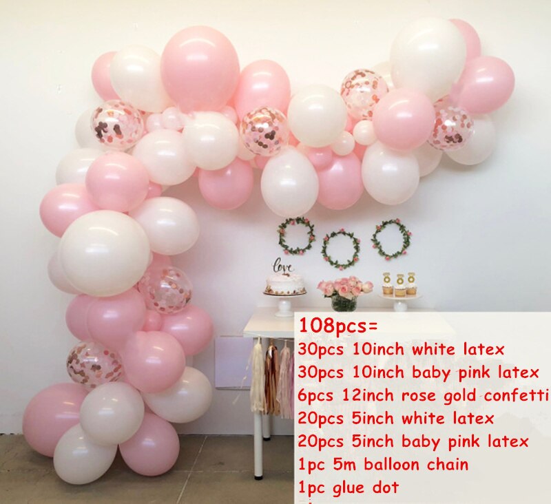 Rose Gold Balloon Arch Garland Kit Clear Premium Latex Balloons Wedding Bridal Baby Shower Birthday Bachelorett Party Decor Inflatable Decorations