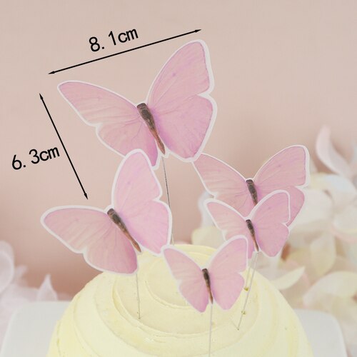 Butterflies Feathers Chiffon Moon Boat Girl Lace Flower Acrylic Cake Topper Happy Birthday Wedding Party Decoration Love Gift 