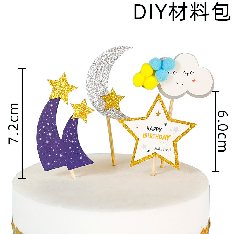 Astronaut Cake Topper Space Universe Planet Series Toppers Outer Birthday Party Dessert Props Festive Decoration 