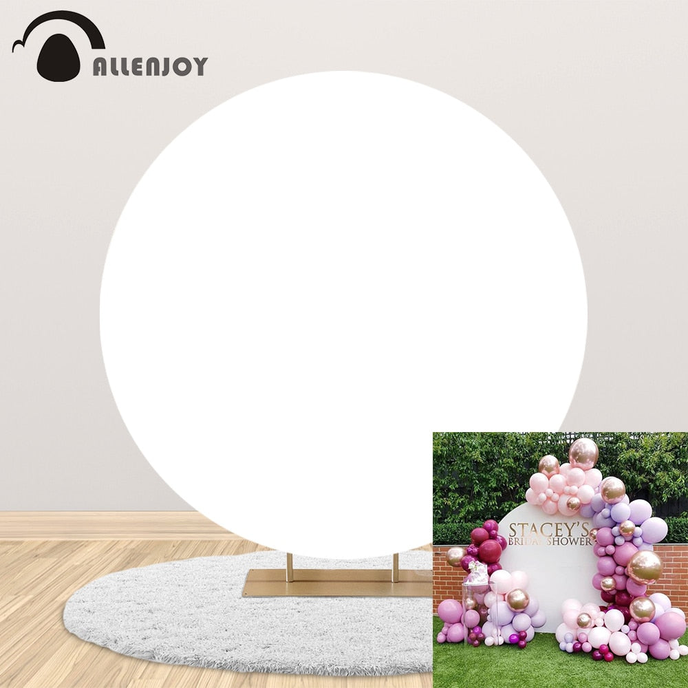 Custom Solid Pure White Round Circle Background Diy Wedding Birthday Party Supplies Decor Backdrop Cover Photocall 