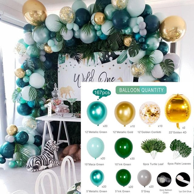 Green Macaron Metal Balloon Garland Arch Kit Wedding Birthday Party Decorations Confetti Latex Balloons Kids Baby Shower Inflatable