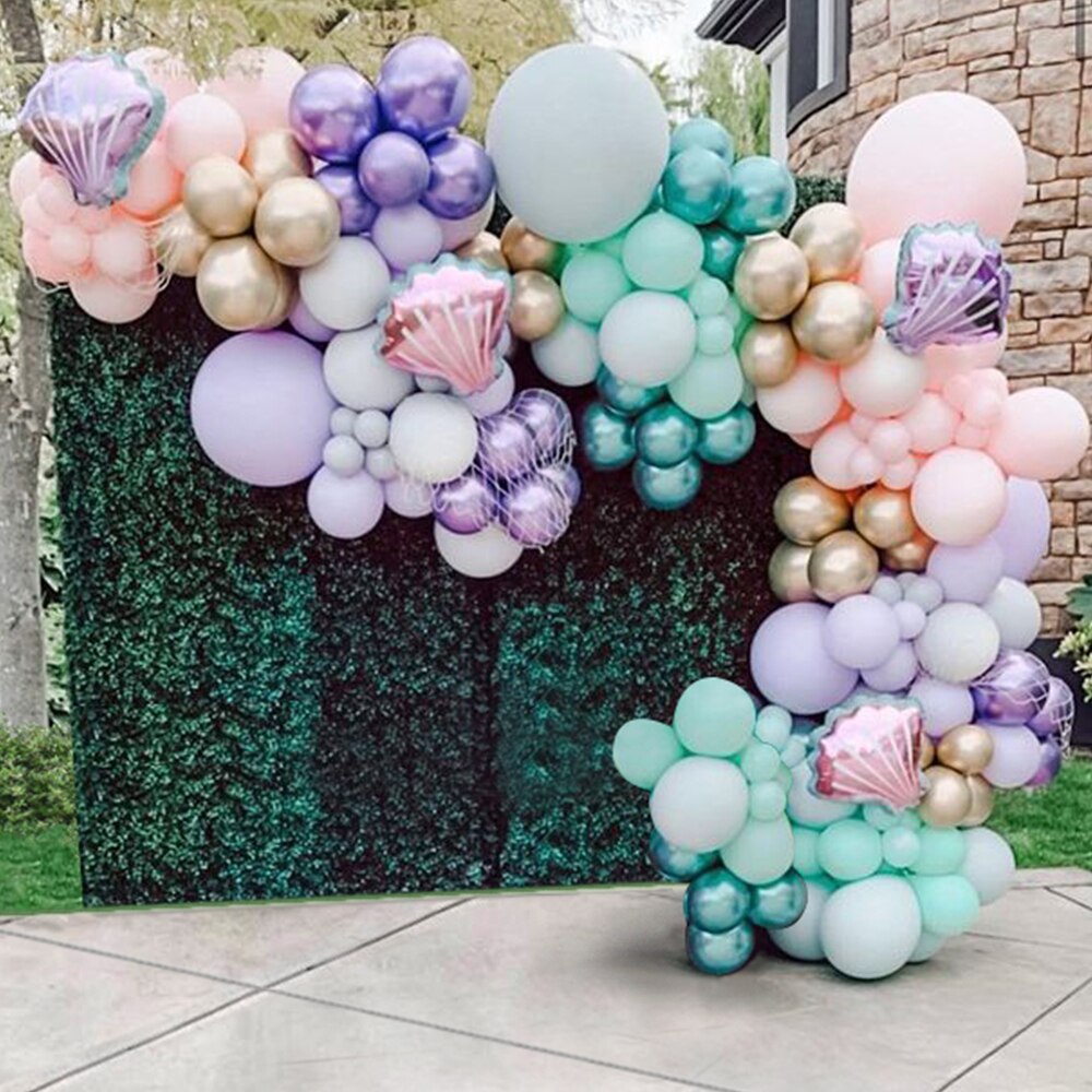 pcs Mermaid Tail shell Balloon Garland Arch Kit Theme Girl Birthday Party Decorations Sea Balloons Inflatable