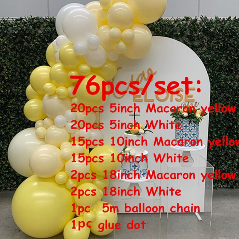 pcs Pastel Macaron Yellow White Balloon Garland Arch Wedding Baby Shower Birthday Party Backdrop Tape Wall Global Decorations Inflatable