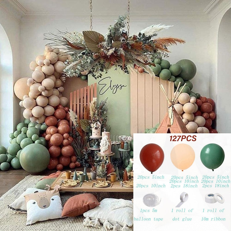 Macaron Balloons Green Gold Metal Balloon Garland Arch Wedding Birthday Decoration Party Kids Baby Shower Inflatable Decorations