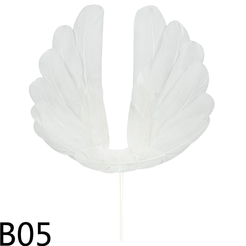 Pc Angel Feather Wing Cake Toppers Baby Shower Wedding Birthday Party Valentine's Day Anniversary Top Decora Supplies 