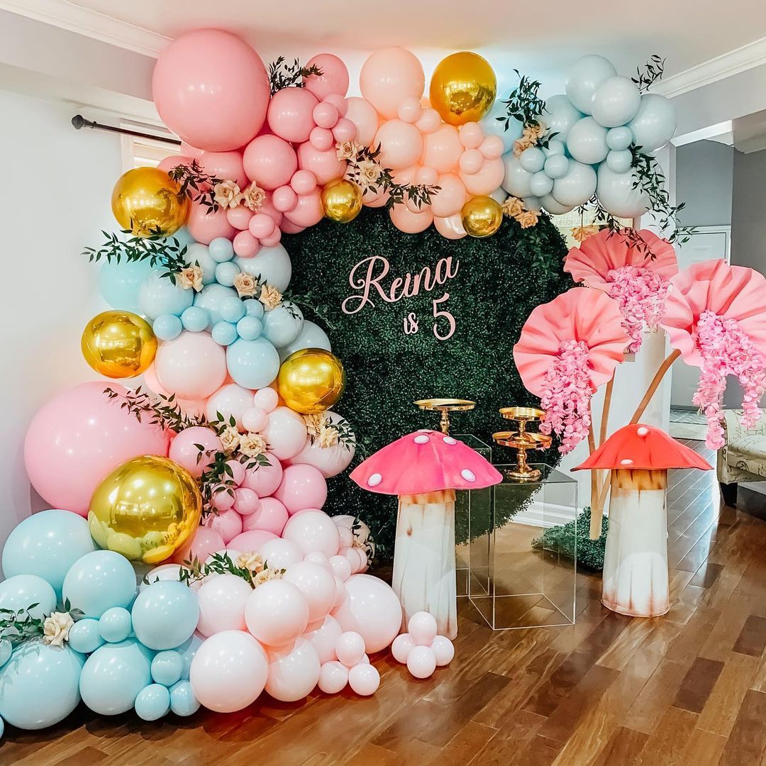 pcs/lot Pastel Blue Pink Orange Balloon Garland Arch Gold Balloons Wedding Birthday Party Decorations Kids Globos Supplies Inflatable