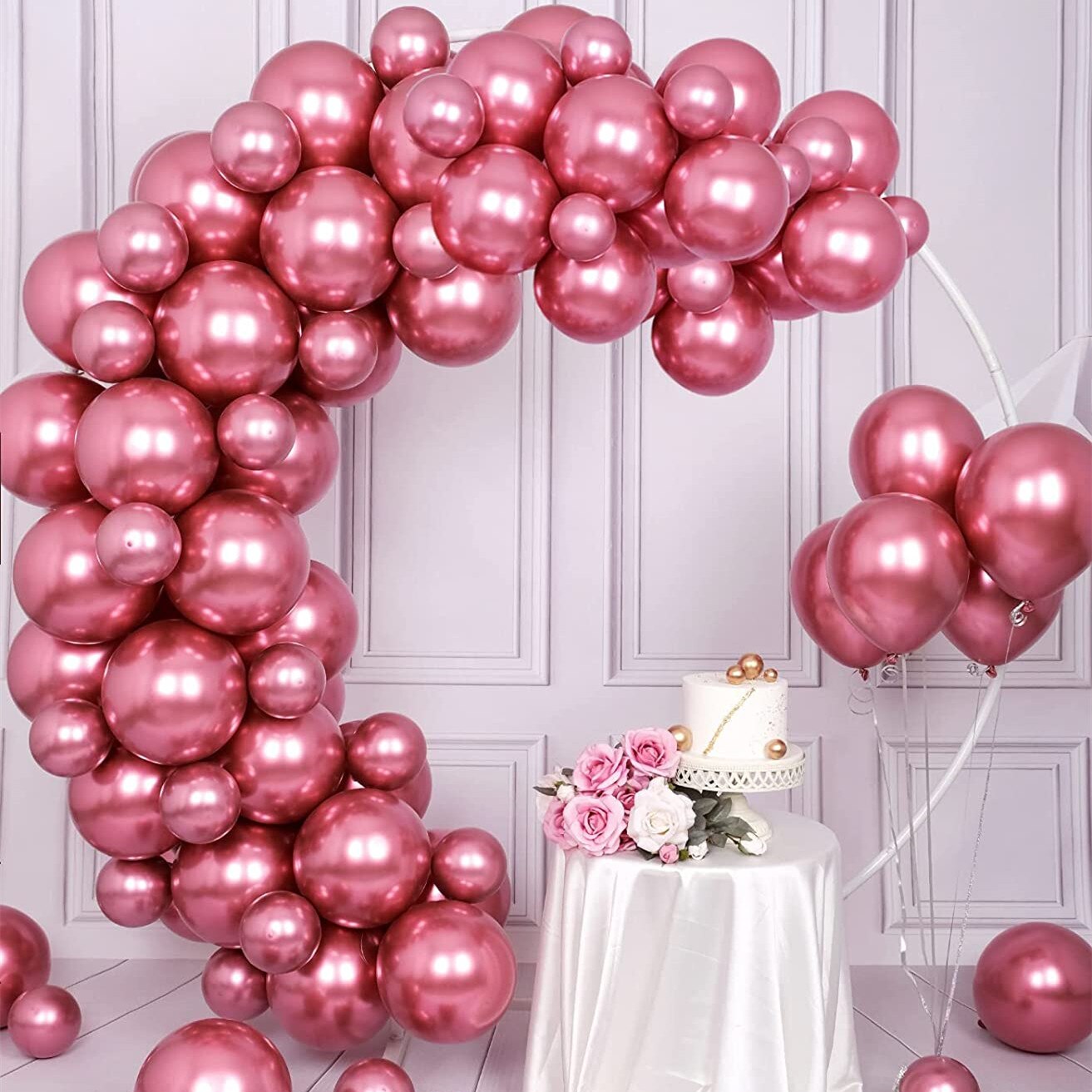 pcs inch Rose Gold Metallic Chrome Balloons Glossy Metal Latex Helium Balls Wedding Birthday Baby Shower Decorations 