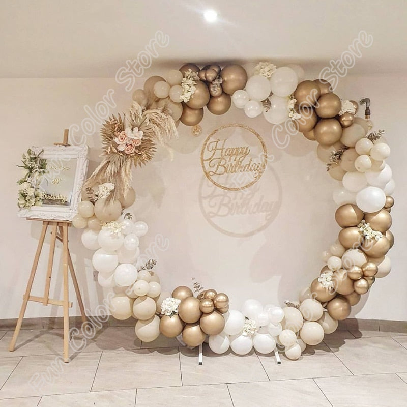 pcs Sand White Balloons Garland Arch Kits Latex Golden Happy Birthday Party Welcome Decoration Events Wedding Baby Shower Kit Inflatable Decorations