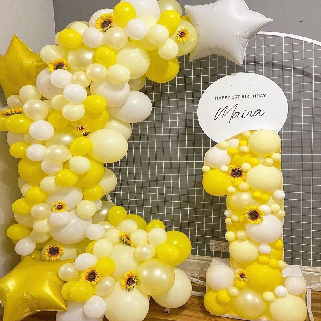 pcs Yellow White Balloon Garland Arch Kit Baby Shower Birthday Party Decoration Summer Backgound Home Decor Globos Inflatable Decorations