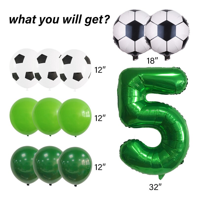 Lvyin Football Series Latex Balloon Set Number Foil Boy st nd rd Birthday Party Decoration 