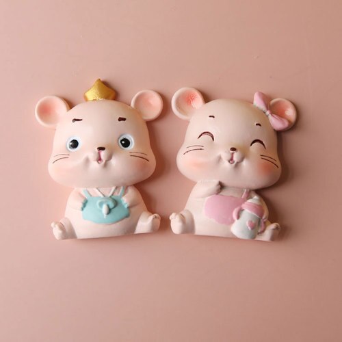 Resin Mouse Rat Feeder Game Cake Topper Figure Cartoon Animal Model Figurine Birthday Decoration Toys Doll House Gift Kids 