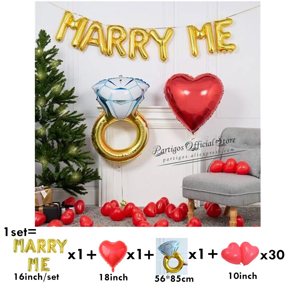 set Rose Gold Silver MARRY Letter Foil Balloons Valentine's day Engagement Wedding party Decors Inflatable Love Globos 