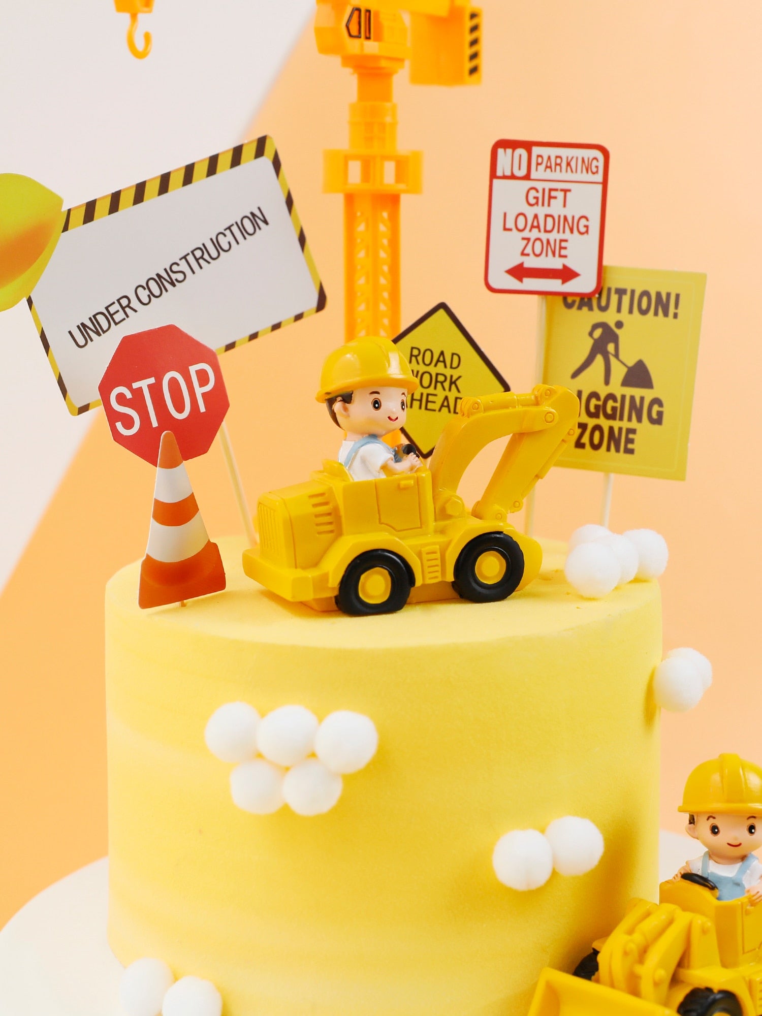 Engineering Vehicle Cake Decor Digging Machine Toppers Crane Decors Happy Birthday Party Kids Boys Toys 